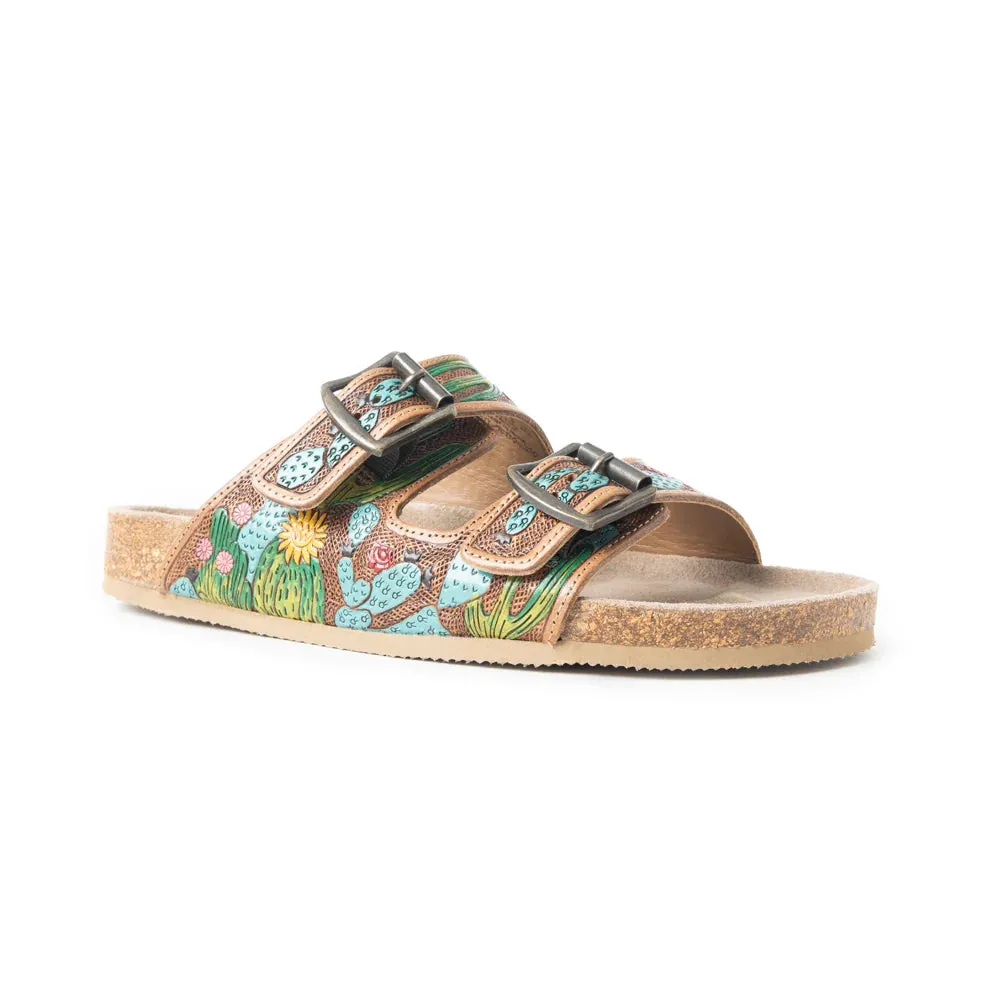 MYRA Cactus Tooled Leather Sandals