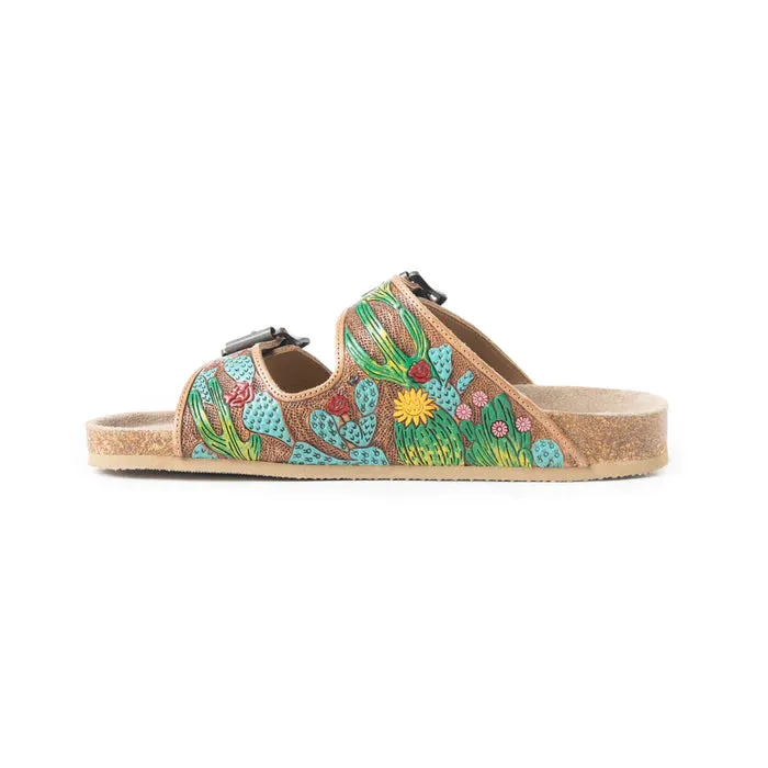 MYRA Cactus Tooled Leather Sandals