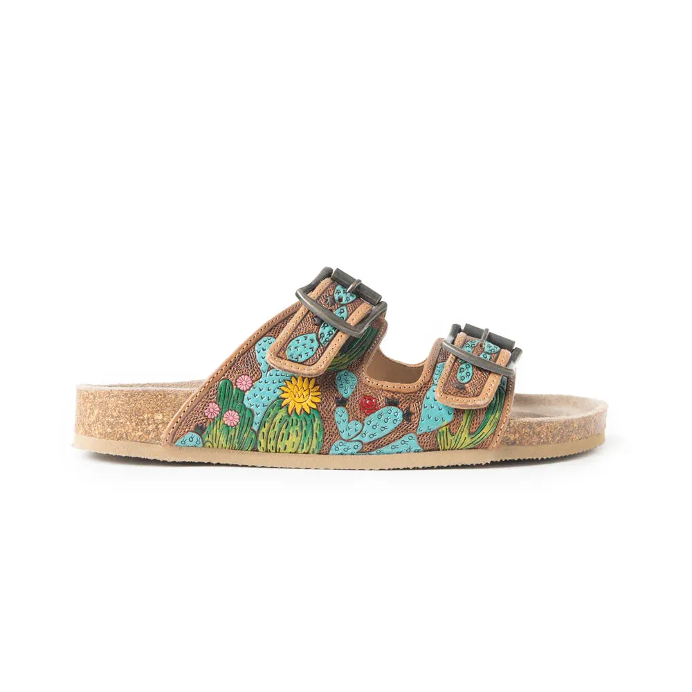 MYRA Cactus Tooled Leather Sandals