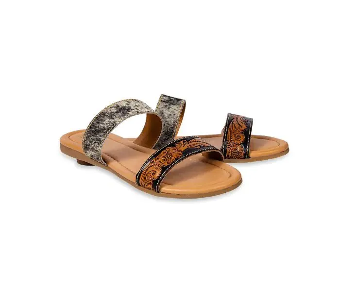 MYRA Cowhide & Tooled Leather Sandals