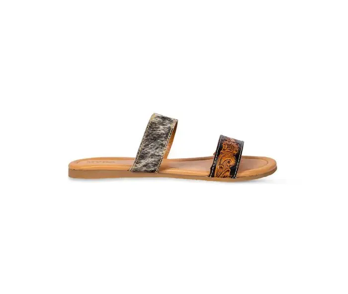 MYRA Cowhide & Tooled Leather Sandals