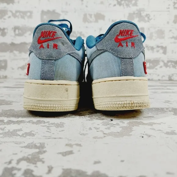 Nike Air Force 1 Low Detroit Motor City Blue Stripe Lace Up Sneakers V605