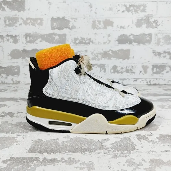 Nike Air Jordan Dub Zero Metallic Gold White Black Basketball Sneakers D687
