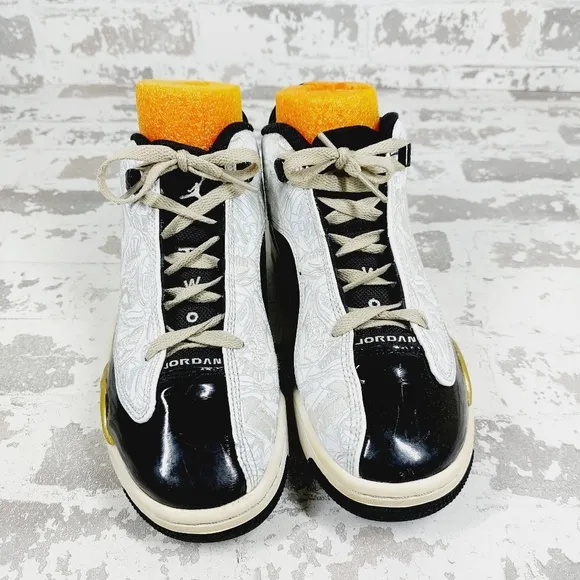 Nike Air Jordan Dub Zero Metallic Gold White Black Basketball Sneakers D687