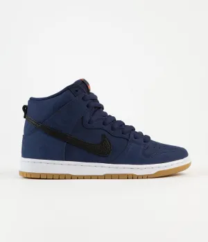 Nike SB Orange Label Dunk High Pro Shoes - Midnight Navy / Black - Midnight Navy - White