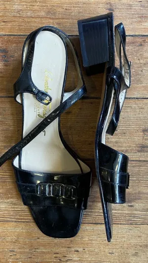 Patent Strap Block Heel Sandals