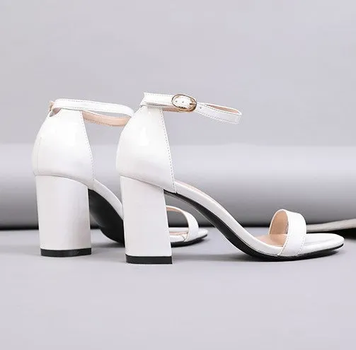 Petite Size Patent Block Heel Sandals AP105