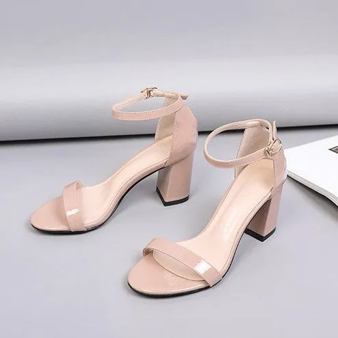 Petite Size Patent Block Heel Sandals AP105