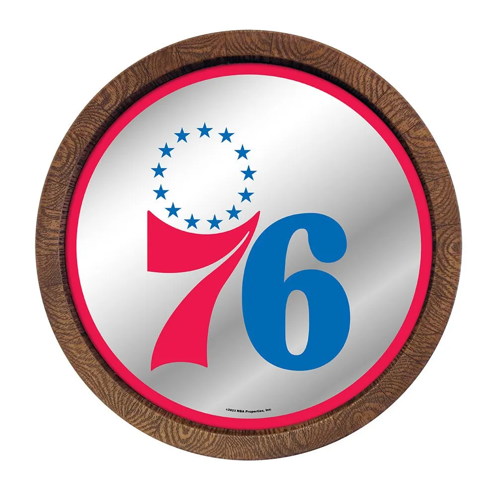 Philadelphia 76ers: "Faux" Barrel Top Mirrored Wall Sign