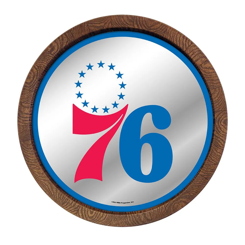 Philadelphia 76ers: "Faux" Barrel Top Mirrored Wall Sign