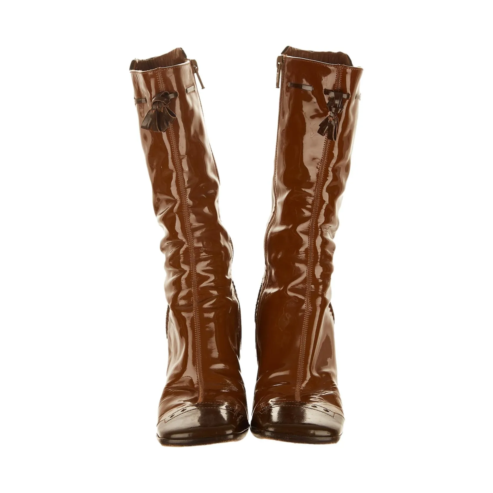 Prada Brown Patent Boots