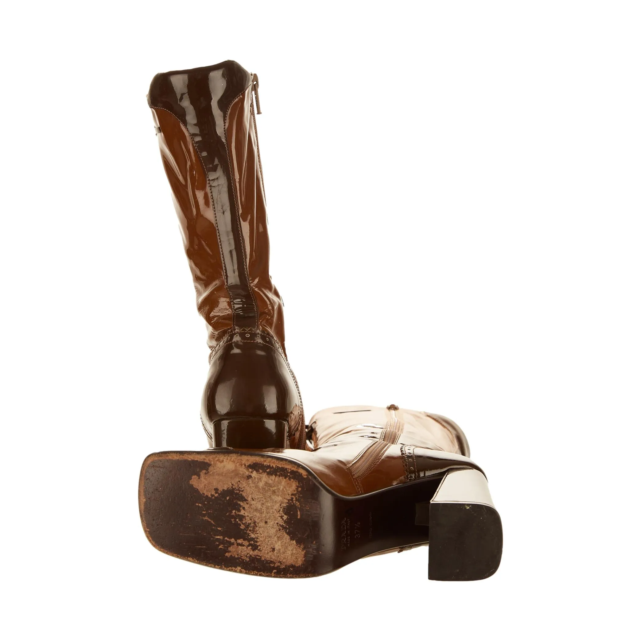 Prada Brown Patent Boots