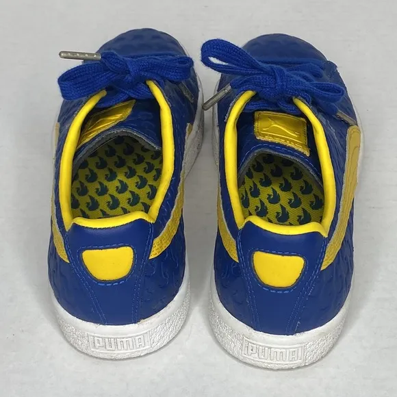 Puma Clyde in Blue and Dandelion Yellow, 5.5