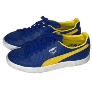 Puma Clyde in Blue and Dandelion Yellow, 5.5