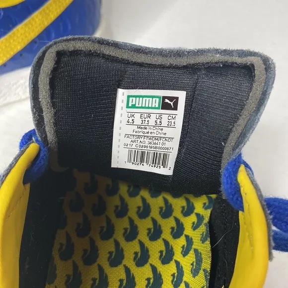 Puma Clyde in Blue and Dandelion Yellow, 5.5