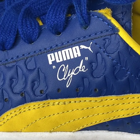 Puma Clyde in Blue and Dandelion Yellow, 5.5
