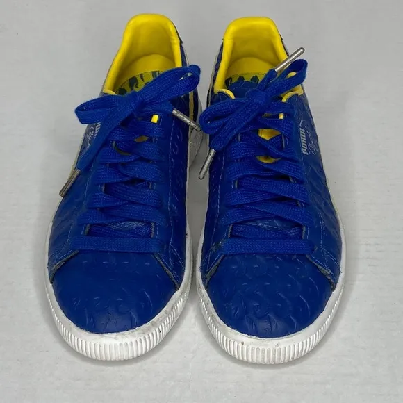 Puma Clyde in Blue and Dandelion Yellow, 5.5
