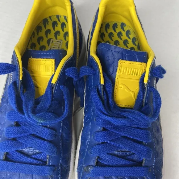 Puma Clyde in Blue and Dandelion Yellow, 5.5
