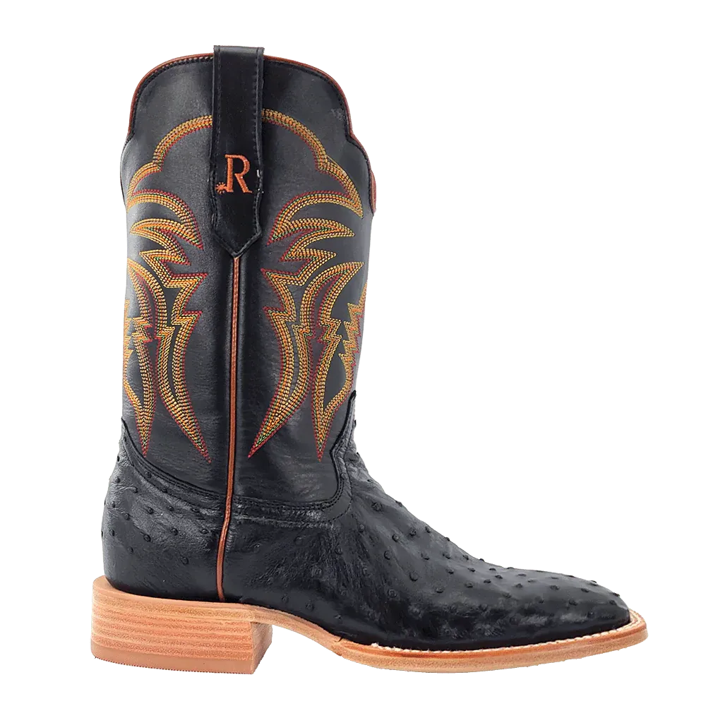R. Watson Black Full Quill Ostrich Boot RW4507-2