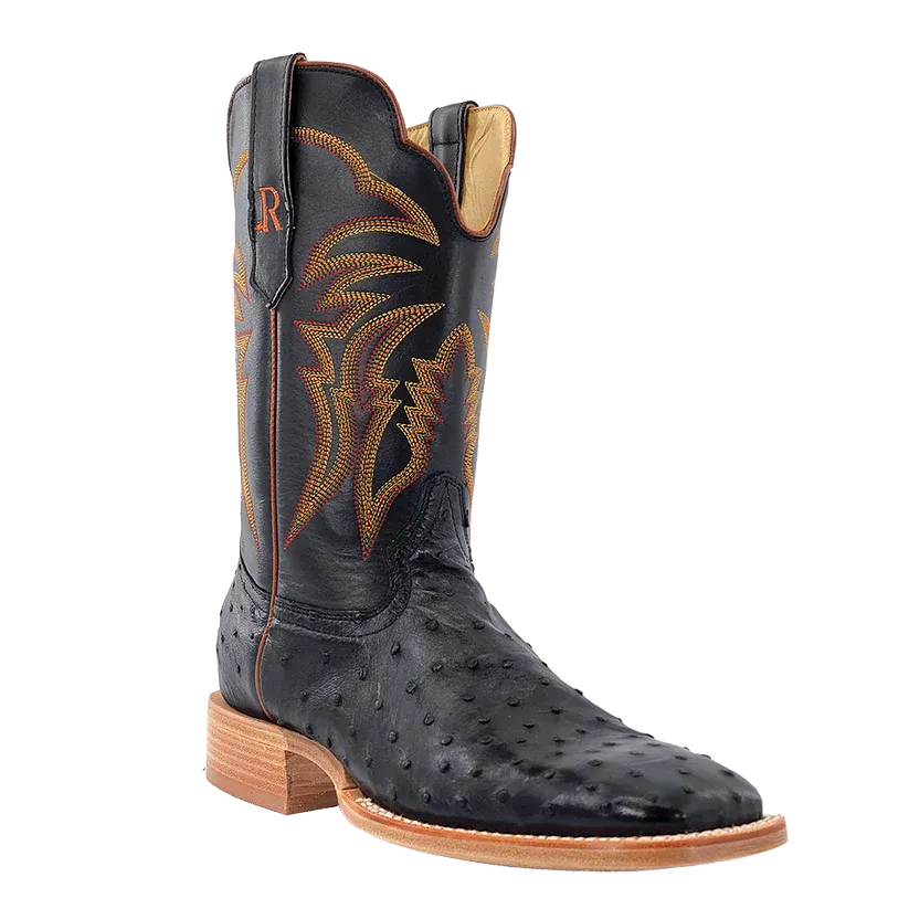 R. Watson Black Full Quill Ostrich Boot RW4507-2