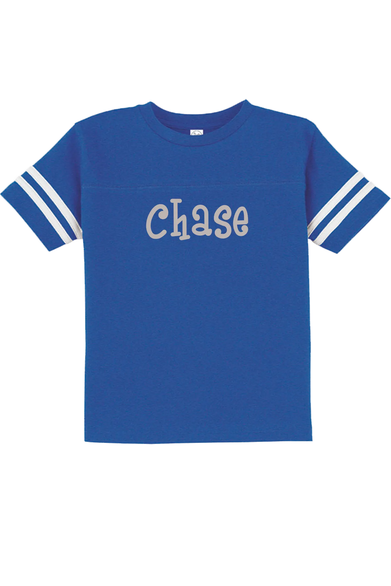 Rabbit Skins Toddler Fine Jersey Varsity Tee, Royal/White *Personalize It