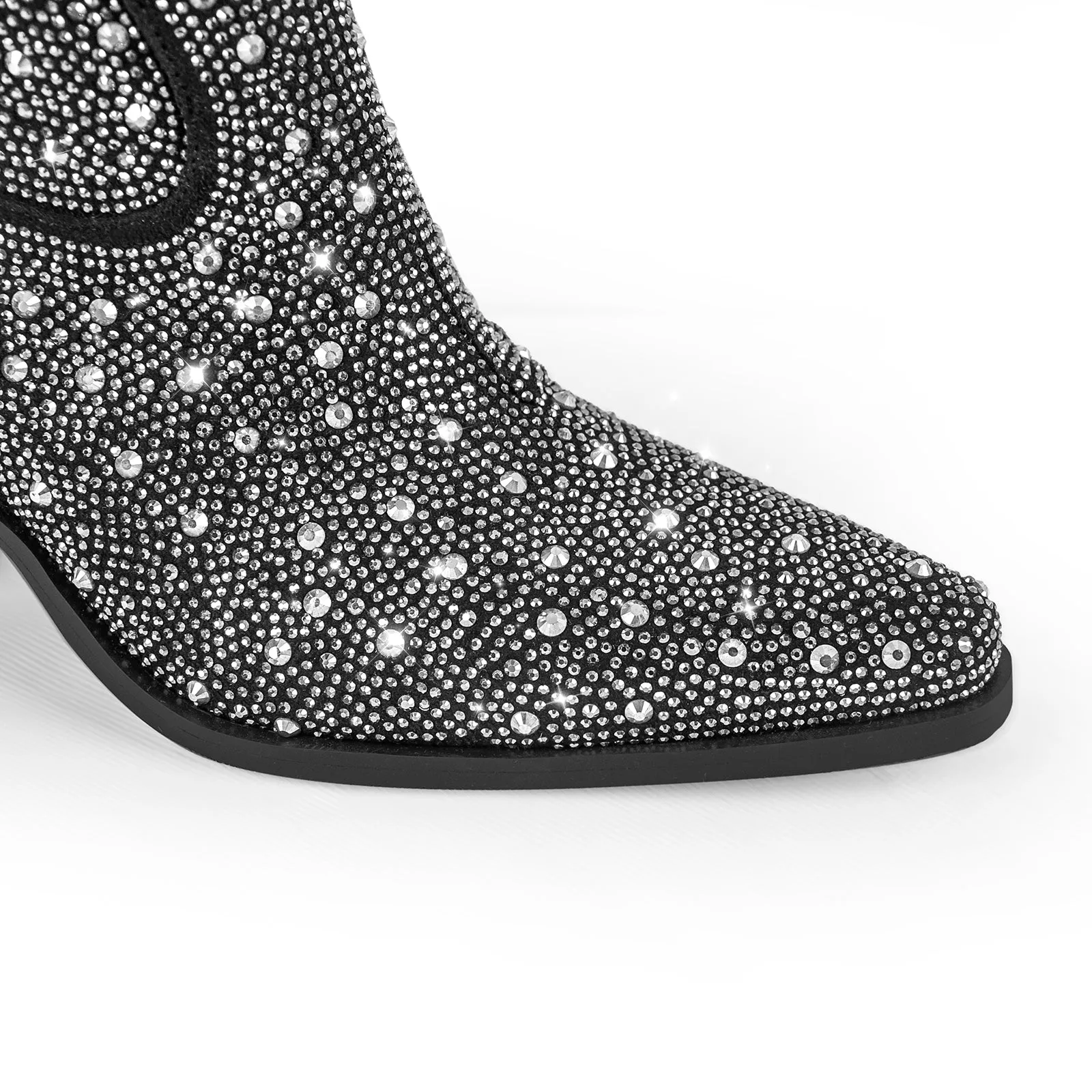Rhinestone Western Cowboy Chunky Heel Boots