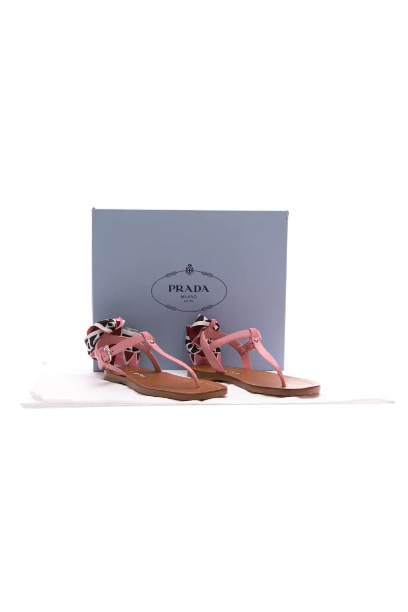 Saffiano Scarf Sandals - Size 36