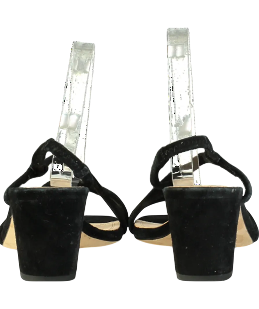 Sandro Black Mae Leather Block Heel Sandals UK 7 EU 40 👠