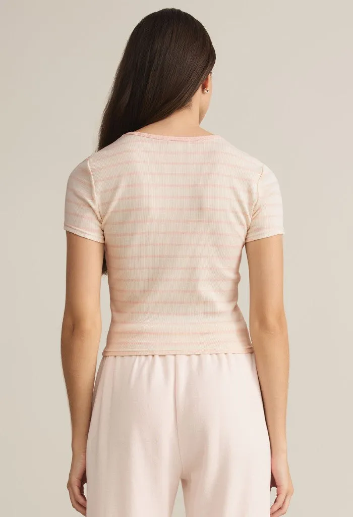 Saxton Striped Tee-Pink Salt
