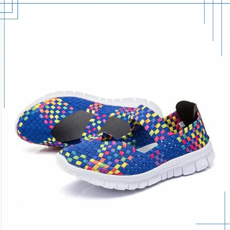 Size 43 Casual Women Shoes Elastic Band Weave Shoes for Women Comfort Flats Non Slip Women Loafers Zapatos De Mujer