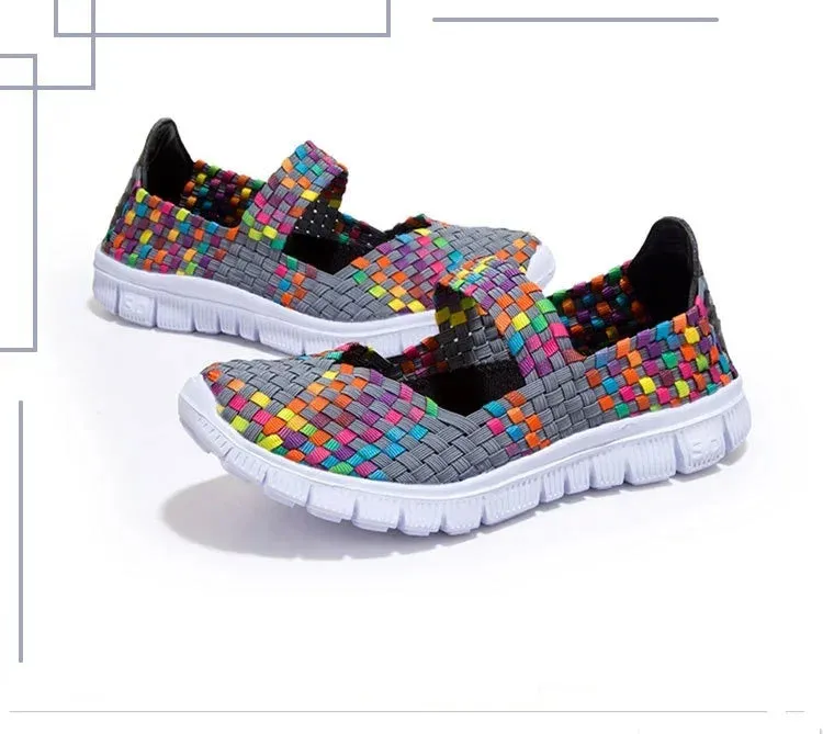 Size 43 Casual Women Shoes Elastic Band Weave Shoes for Women Comfort Flats Non Slip Women Loafers Zapatos De Mujer