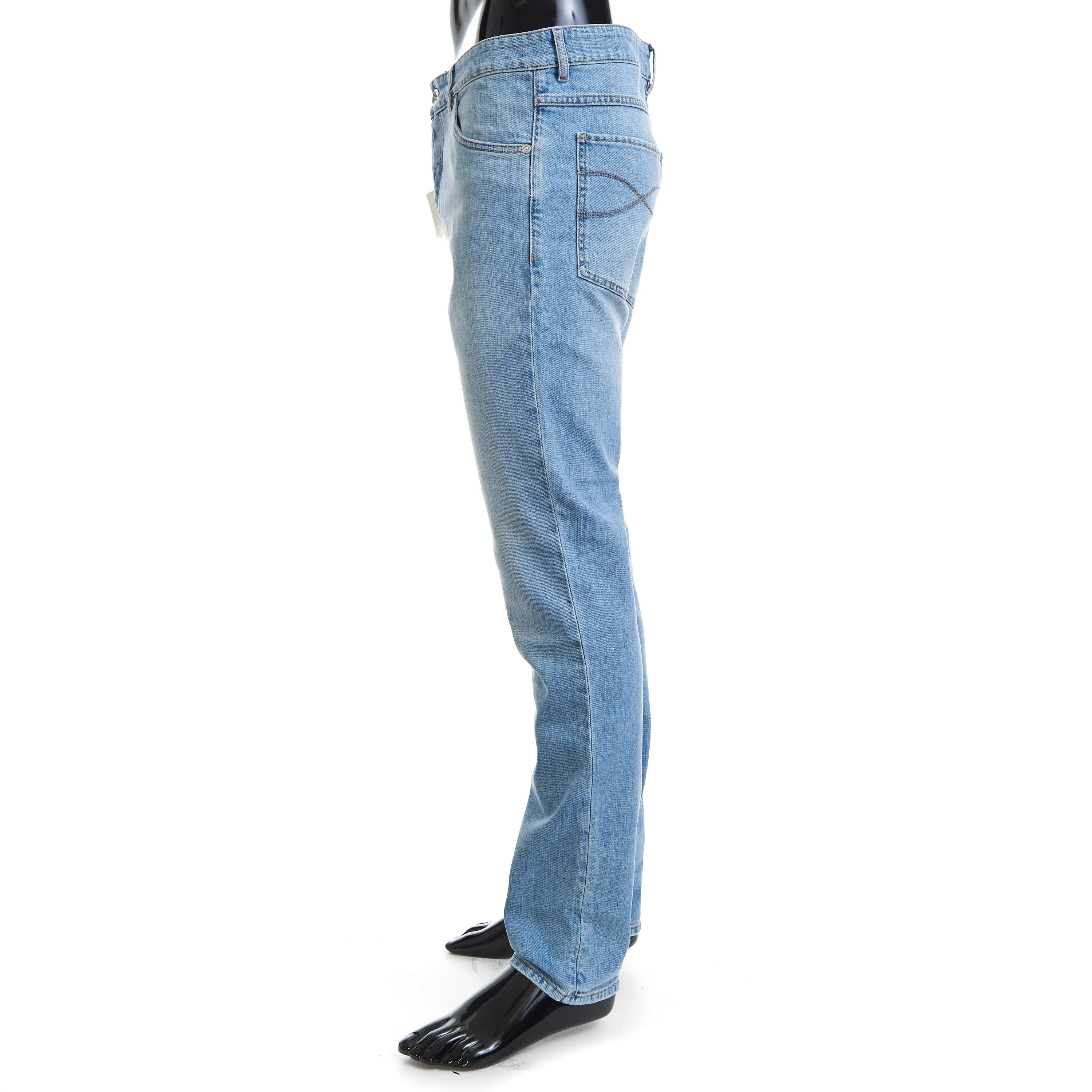 Slim Fit Five Pocket Jeans Trousers In Light Blue Denim