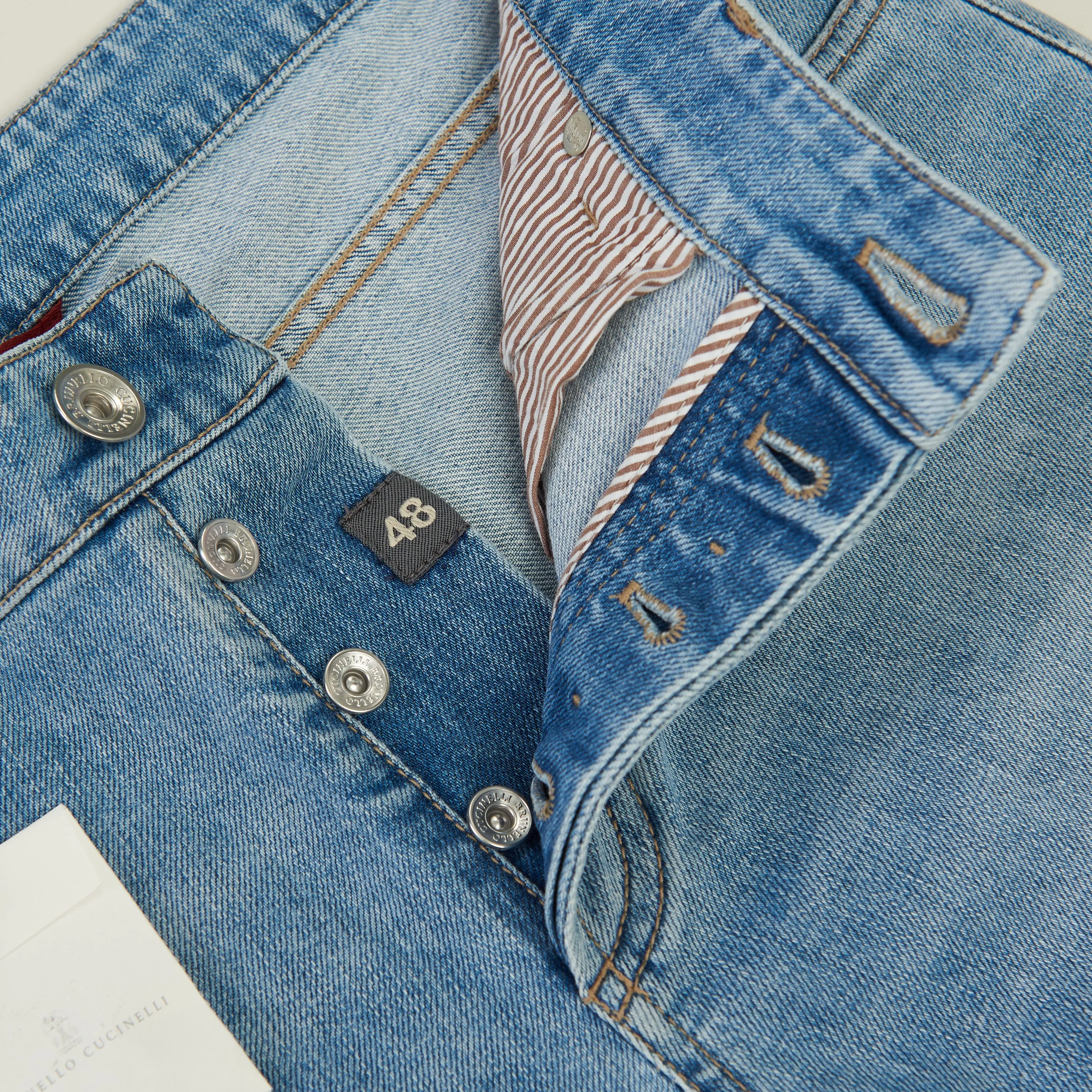 Slim Fit Five Pocket Jeans Trousers In Light Blue Denim