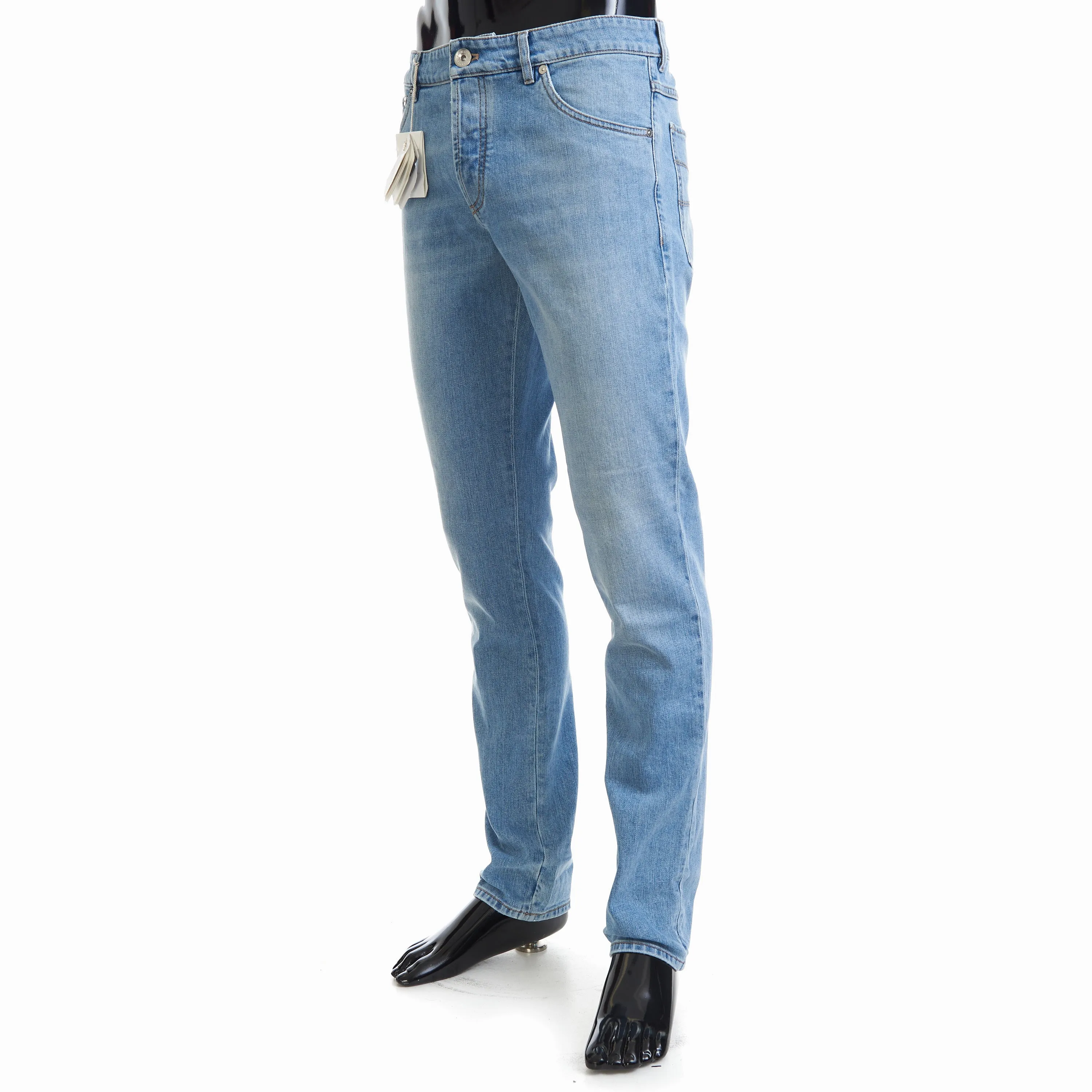 Slim Fit Five Pocket Jeans Trousers In Light Blue Denim