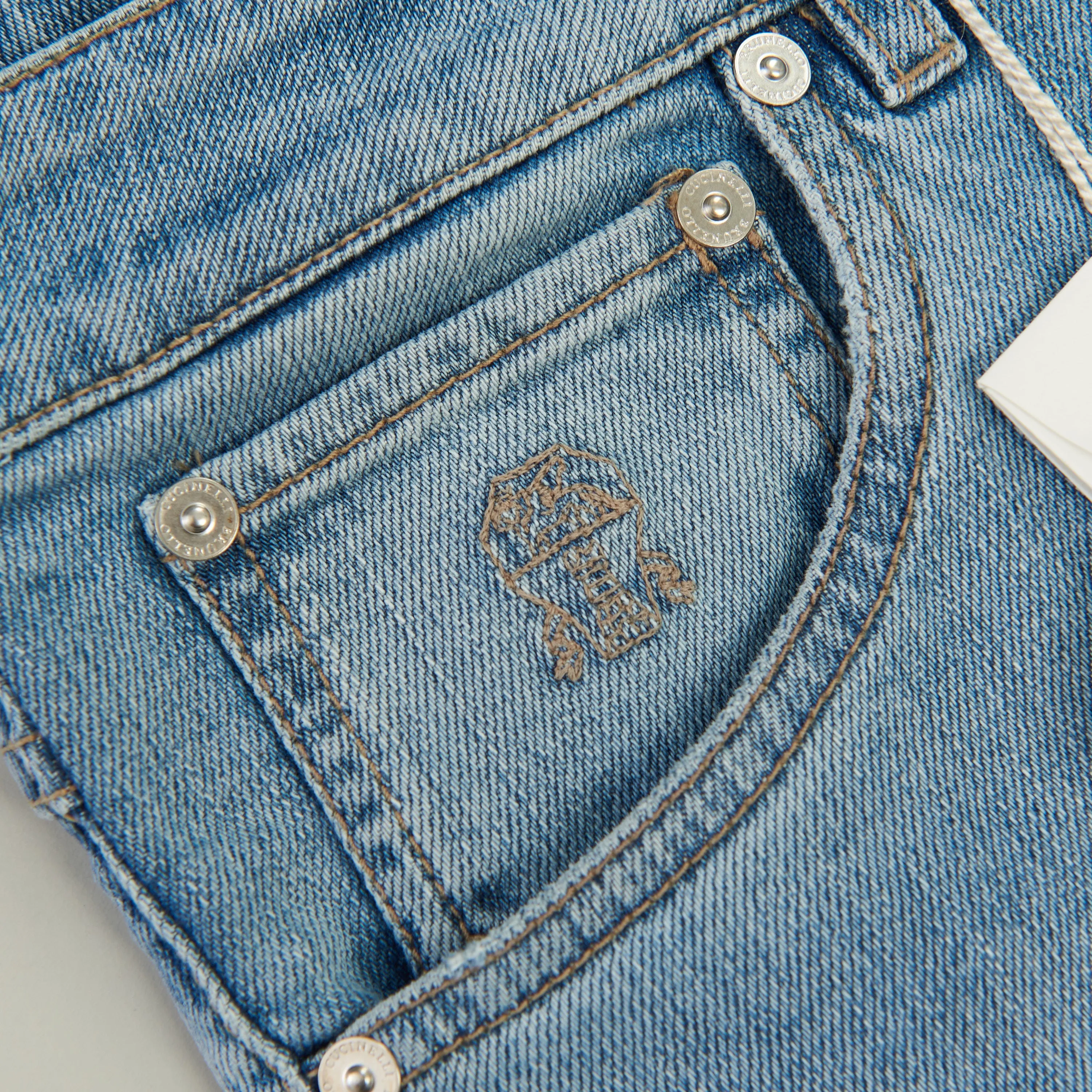 Slim Fit Five Pocket Jeans Trousers In Light Blue Denim