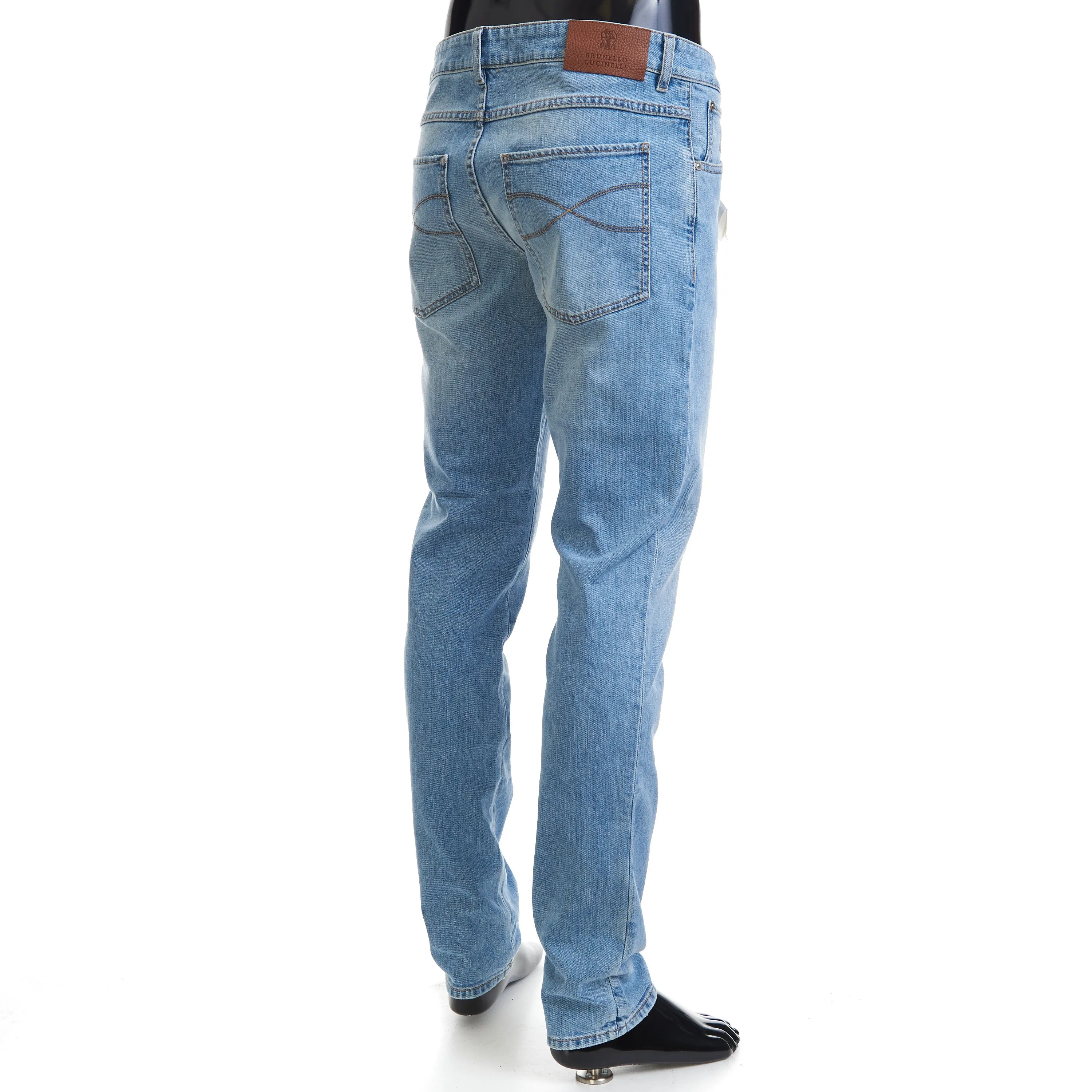 Slim Fit Five Pocket Jeans Trousers In Light Blue Denim