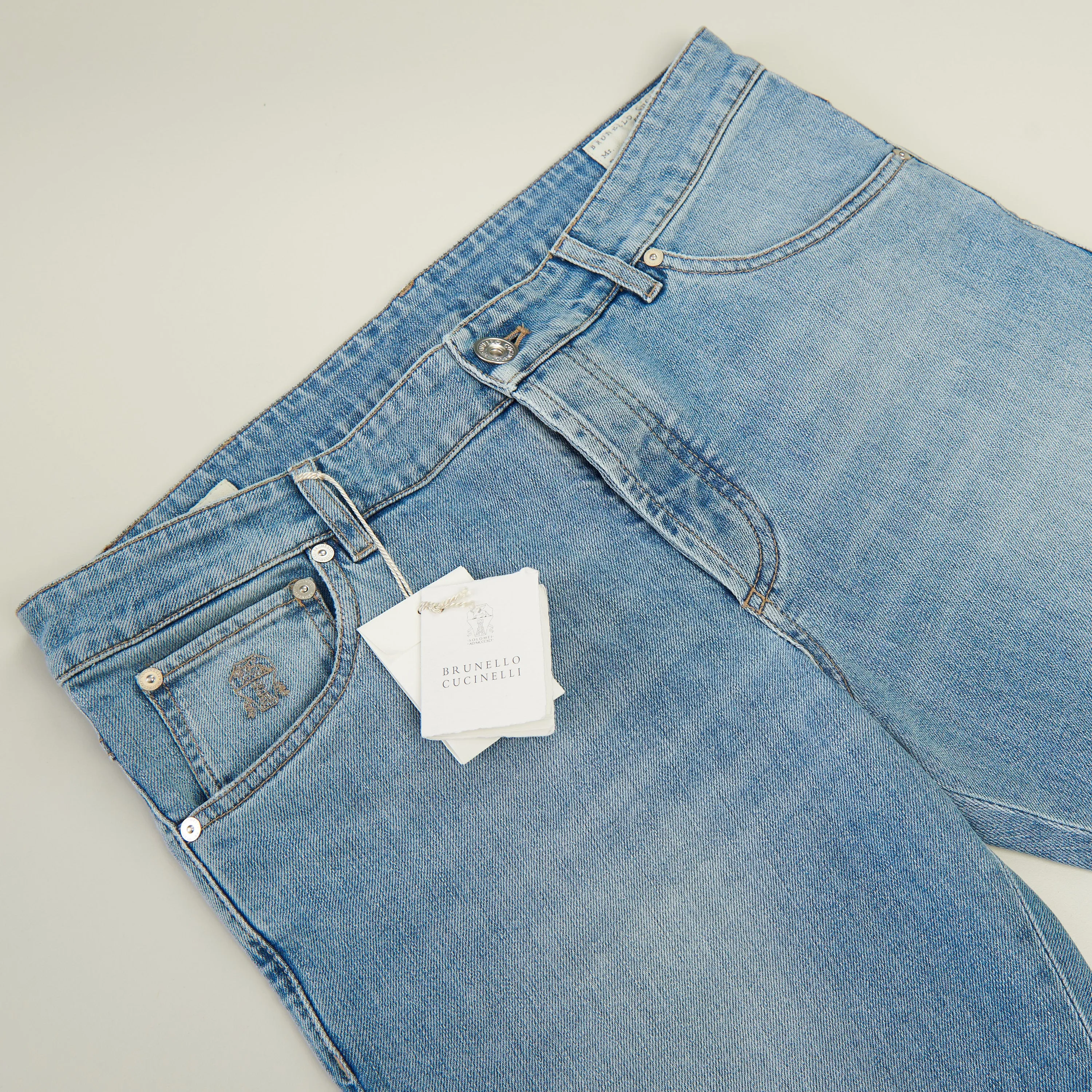 Slim Fit Five Pocket Jeans Trousers In Light Blue Denim