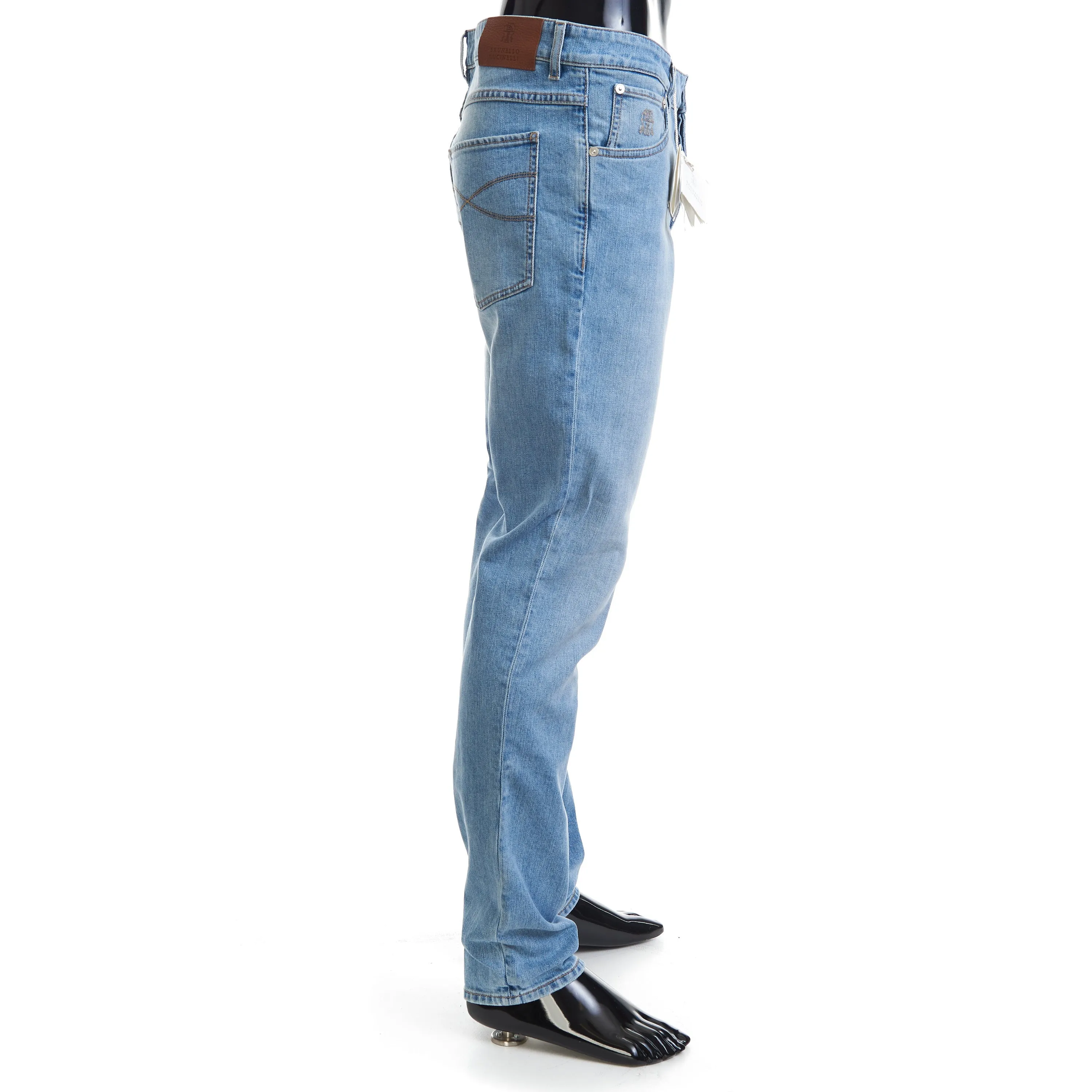 Slim Fit Five Pocket Jeans Trousers In Light Blue Denim