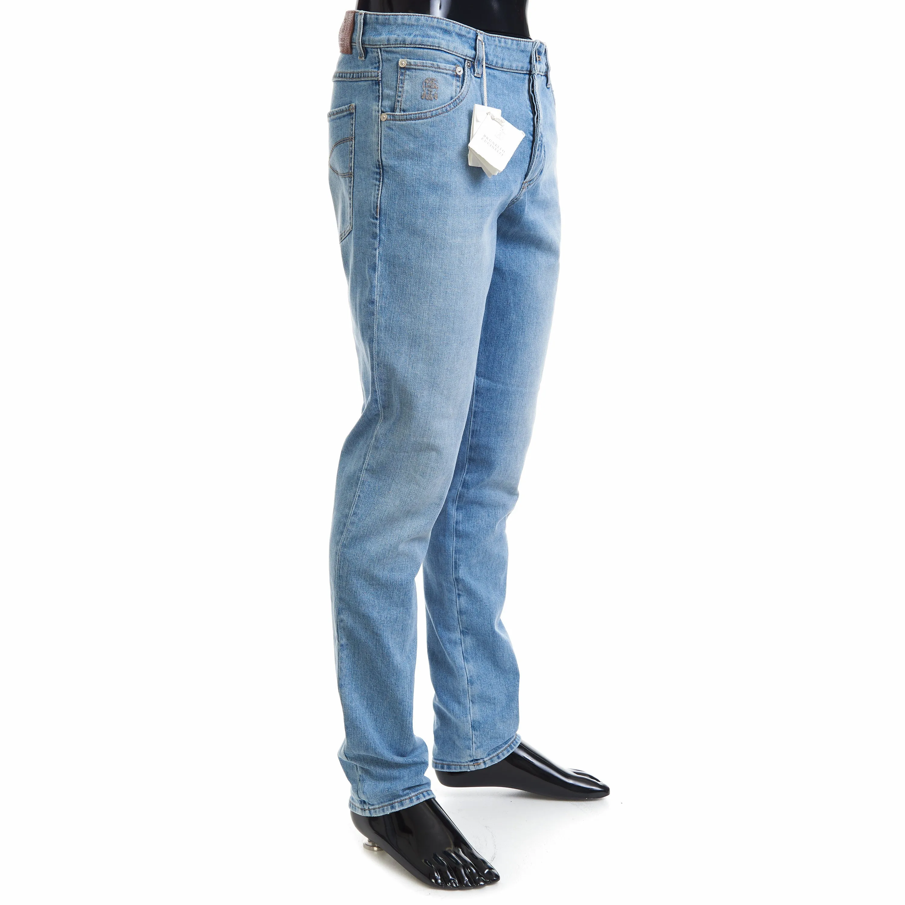 Slim Fit Five Pocket Jeans Trousers In Light Blue Denim