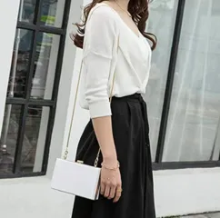 Solid Alys White Box Clutch Crossbody Bag