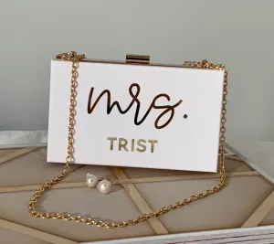 Solid Alys White Box Clutch Crossbody Bag