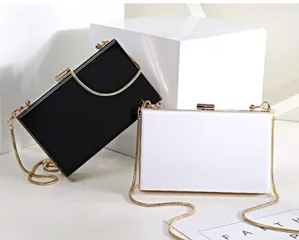 Solid Alys White Box Clutch Crossbody Bag