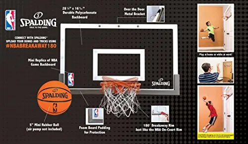 Spalding NBA 180 Breakaway Over-The-Door Mini Basketball Hoop
