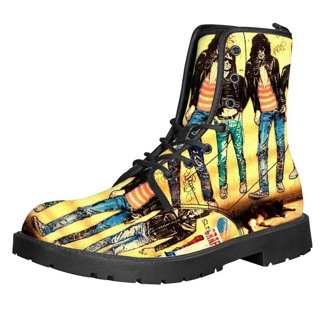 Steam Punk Print Women Martin Boot Platform Shoes Female Motorcycle Ankle Snow Boots For Woman Botas mujer