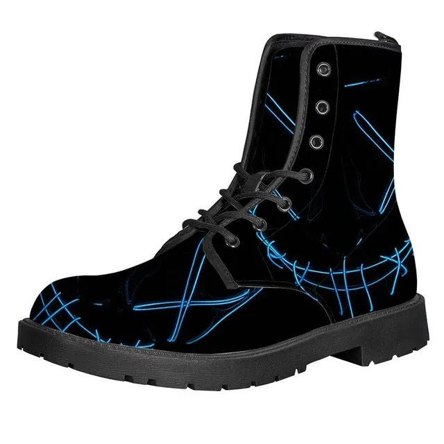 Steam Punk Print Women Martin Boot Platform Shoes Female Motorcycle Ankle Snow Boots For Woman Botas mujer