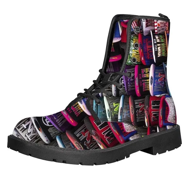 Steam Punk Print Women Martin Boot Platform Shoes Female Motorcycle Ankle Snow Boots For Woman Botas mujer