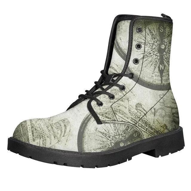 Steam Punk Print Women Martin Boot Platform Shoes Female Motorcycle Ankle Snow Boots For Woman Botas mujer