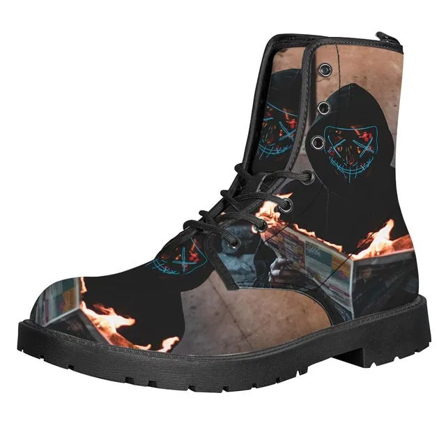 Steam Punk Print Women Martin Boot Platform Shoes Female Motorcycle Ankle Snow Boots For Woman Botas mujer