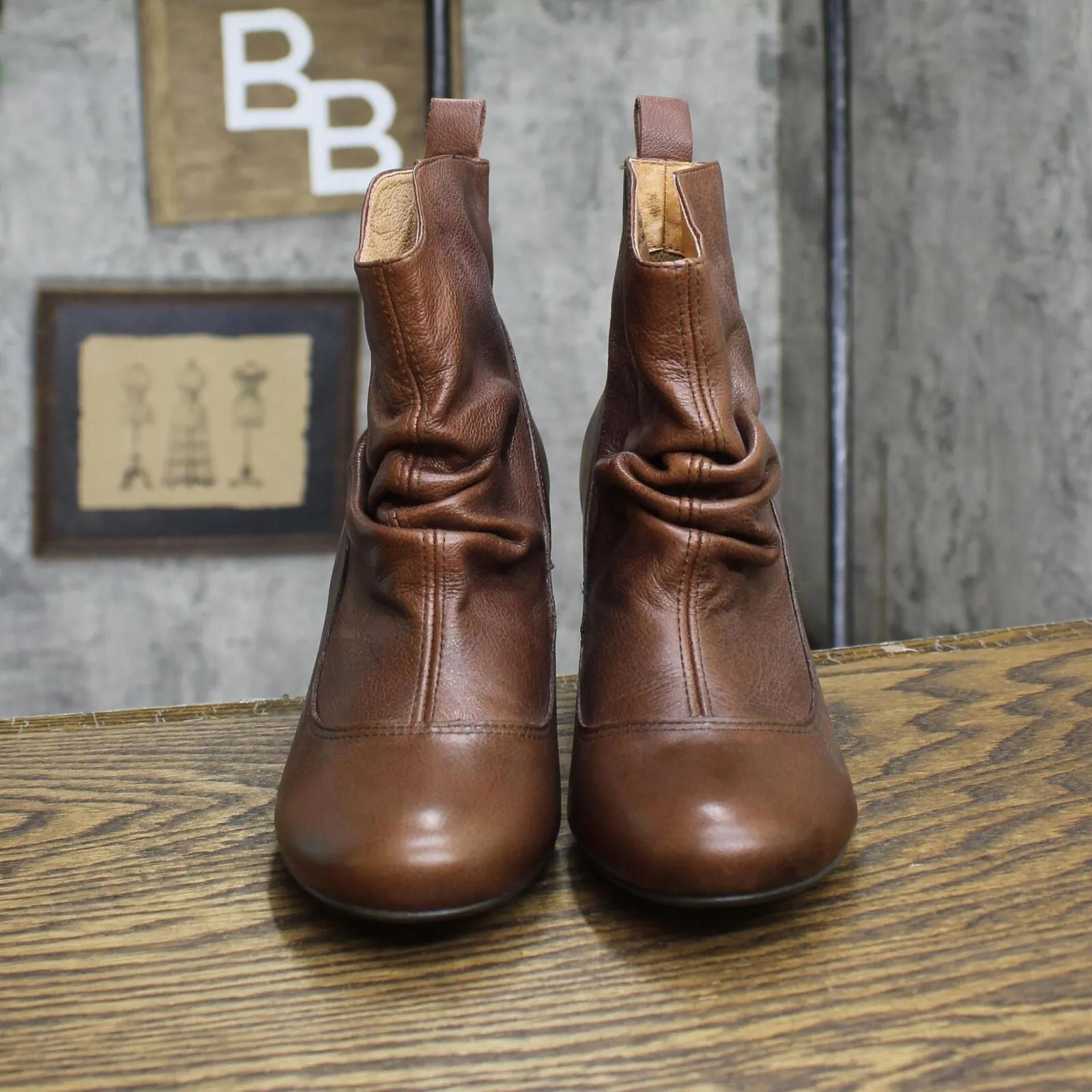 Steve Madden Womens Vintage Betsey Leather Booties Boots Brown 7.5M