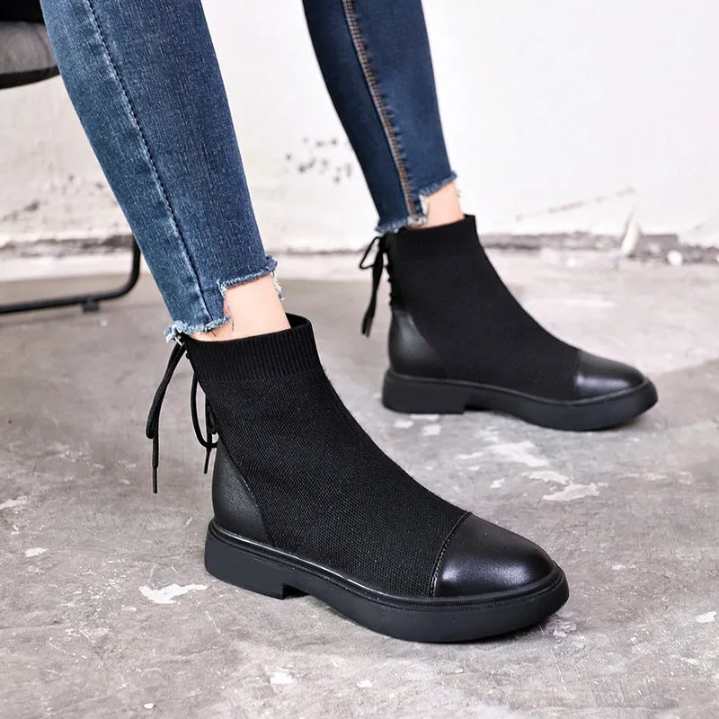 Stretch Sock Boots Thick-soled Motorcycle Boots